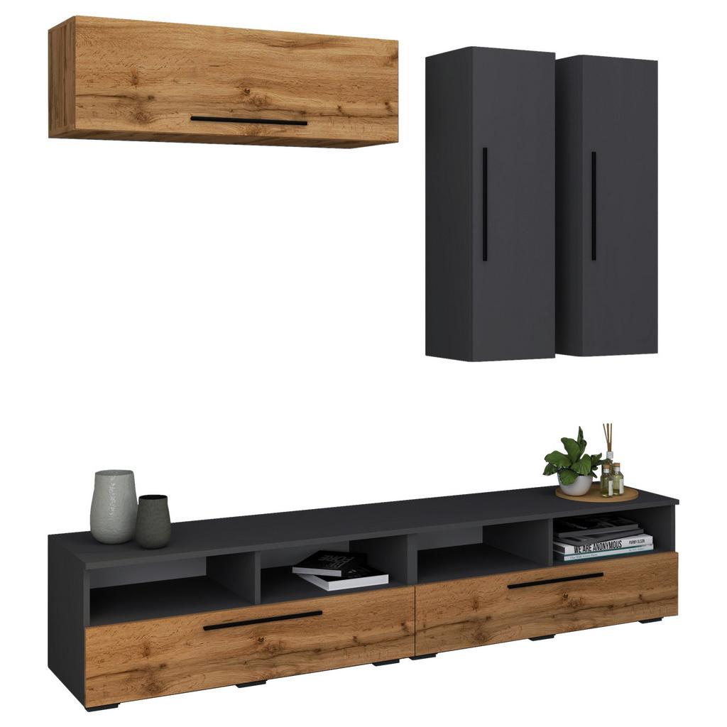Wohnwand Arila 5-teilig Eichefarben/Anthrazit B: 190cm