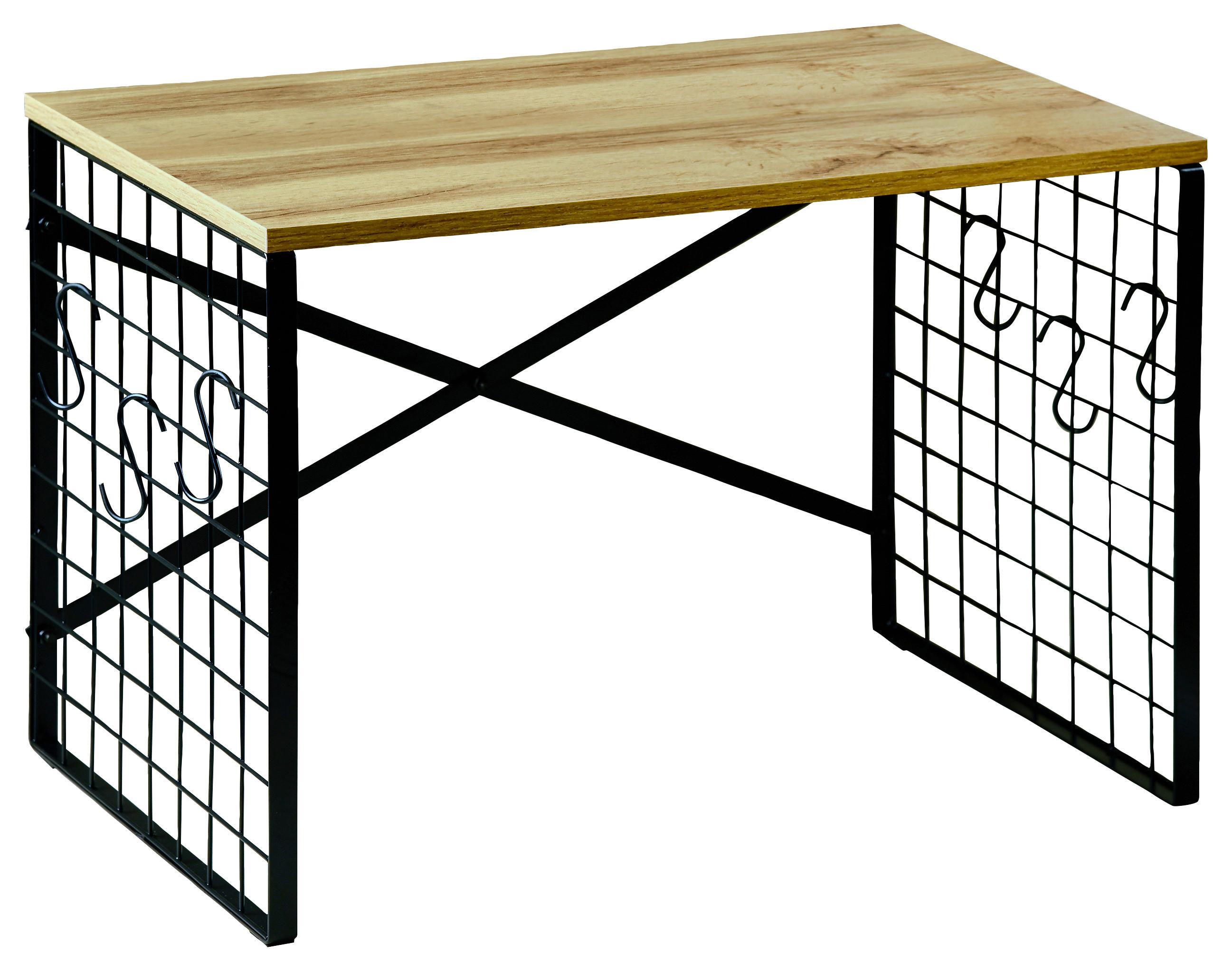 Küchenregal Schwarz, Eiche Dekor L: 52 cm - Eichefarben/Schwarz, Basics, Holzwerkstoff/Metall (52/32,5/36.5cm) - Kesper