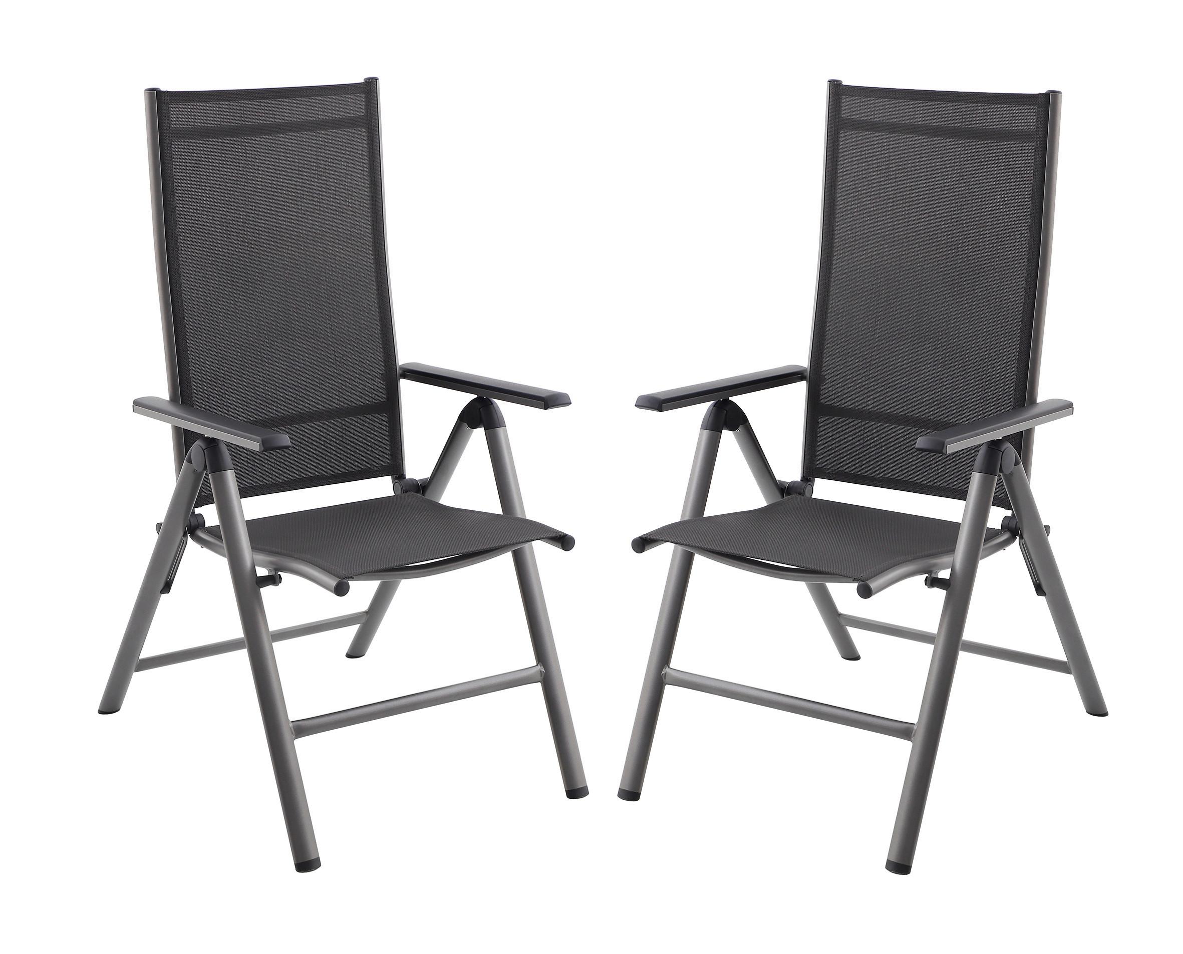 GARTENKLAPPSTUHL-SET HOCHLEHNER MARLA, 2ER SET - Dunkelgrau/Schwarz, MODERN, Kunststoff/Metall (58/109/67cm) - Gardenson