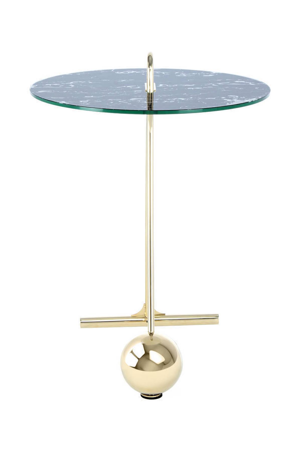 Beistelltisch Pendulum, Schwarz/Goldfarben - Goldfarben/Schwarz, Basics, Glas/Metall (46/60cm) - Kayoom