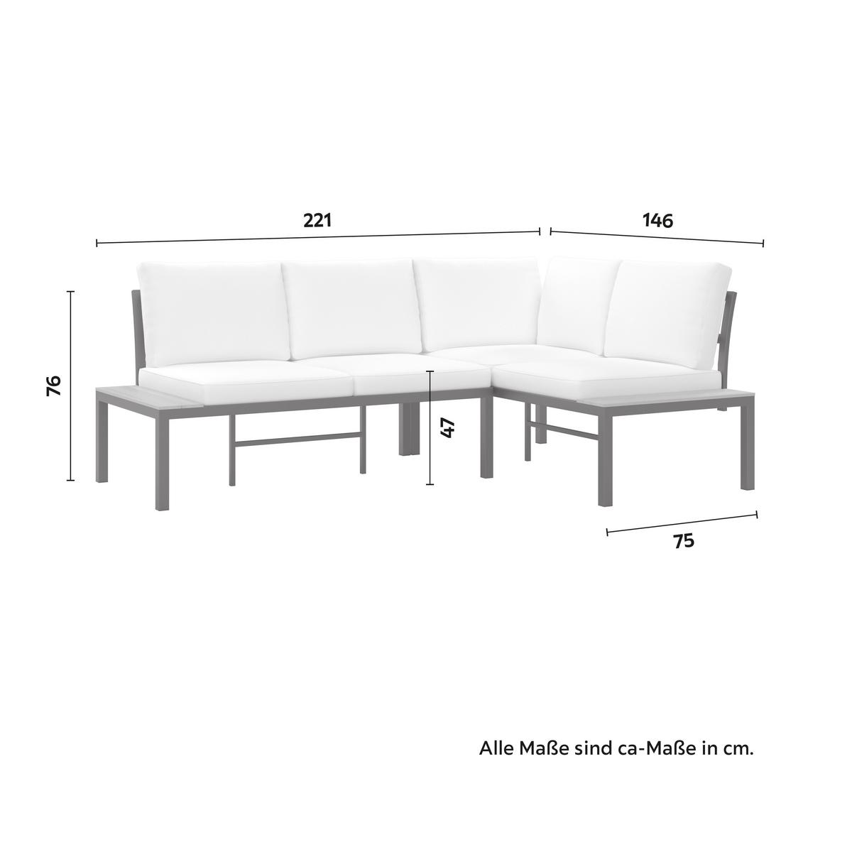 TERASOVÁ SEDACÍ SOUPRAVA ARIANNA - černá/krémová, Moderní, kov/textil (146/76/75cm) - Bessagi Garden