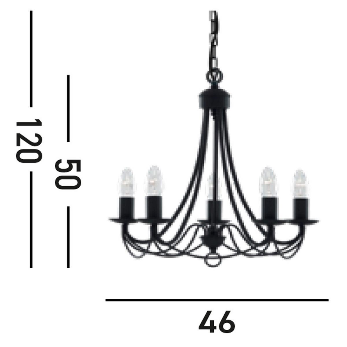 Kronleuchter 6345-5bk Maypole - Schwarz, KONVENTIONELL, Metall (46/120cm)