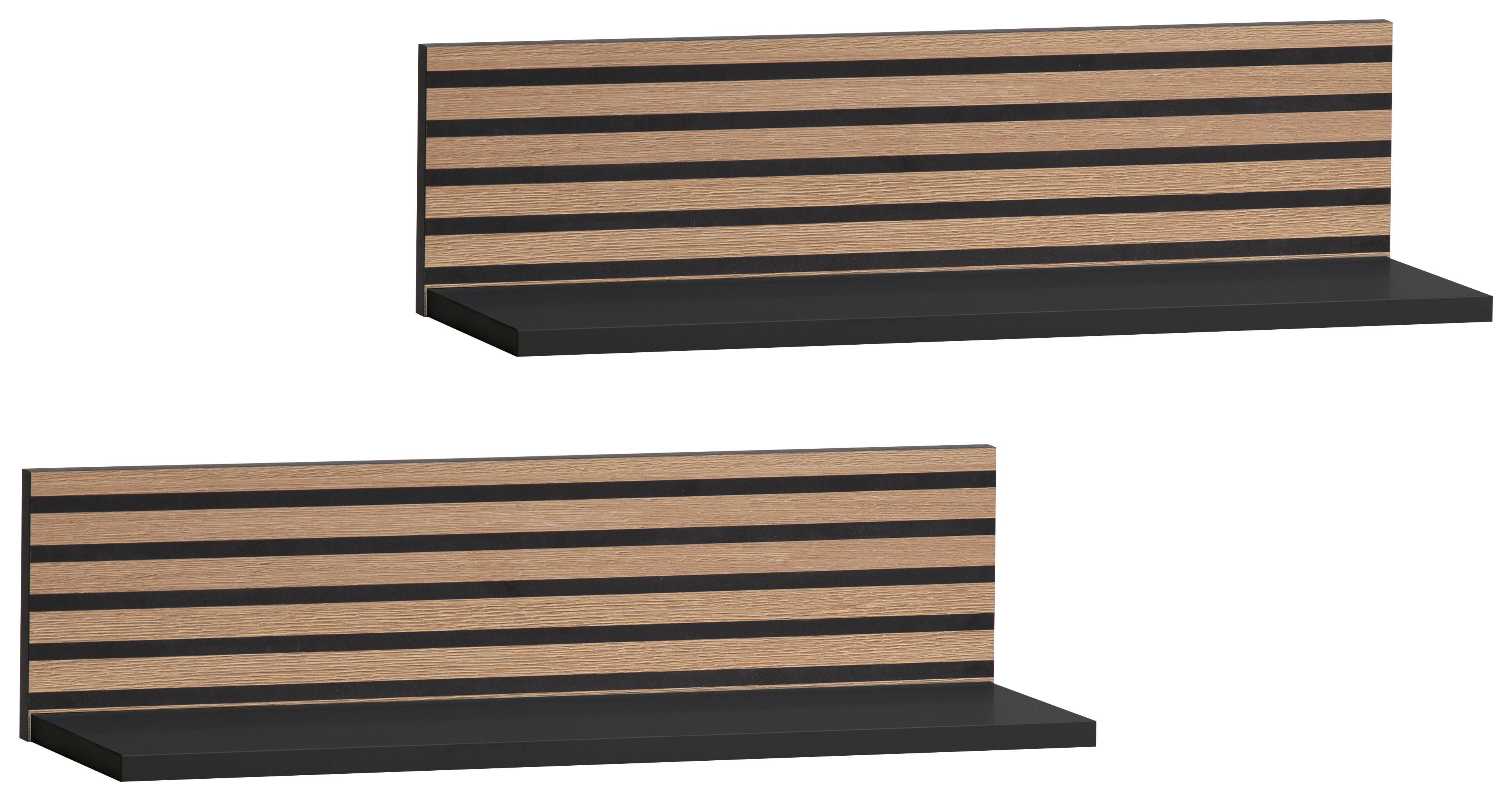 Wandregal Schwarz/eichefarben B: 60 Cm - Eichefarben/Schwarz, Design, Holzwerkstoff (60/15,7/17,3cm) - MID.YOU