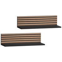 Wandregal Schwarz/eichefarben B: 60 Cm - Eichefarben/Schwarz, Design, Holzwerkstoff (60/15,7/17,3cm) - MID.YOU