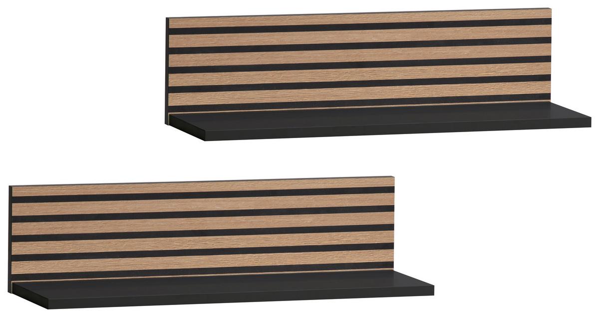 Wandregal Schwarz/eichefarben B: 60 Cm - Eichefarben/Schwarz, Design, Holzwerkstoff (60/15,7/17,3cm) - MID.YOU