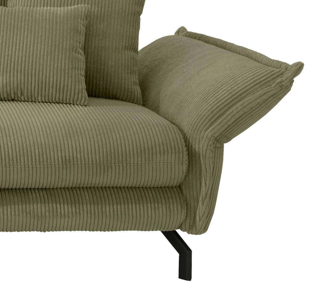 Ecksofa Lava Olivgrün S: 180x255cm - Schwarz/Olivgrün, MODERN, Textil (180/255cm) - Livetastic