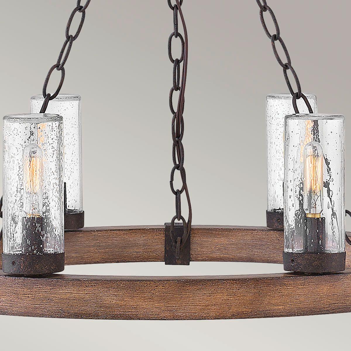 Csillár Hk-Sawyer6-Sq - fekete/vad tölgy, Konventionell, üveg/fém (59,1/61cm) - Elstead Lighting