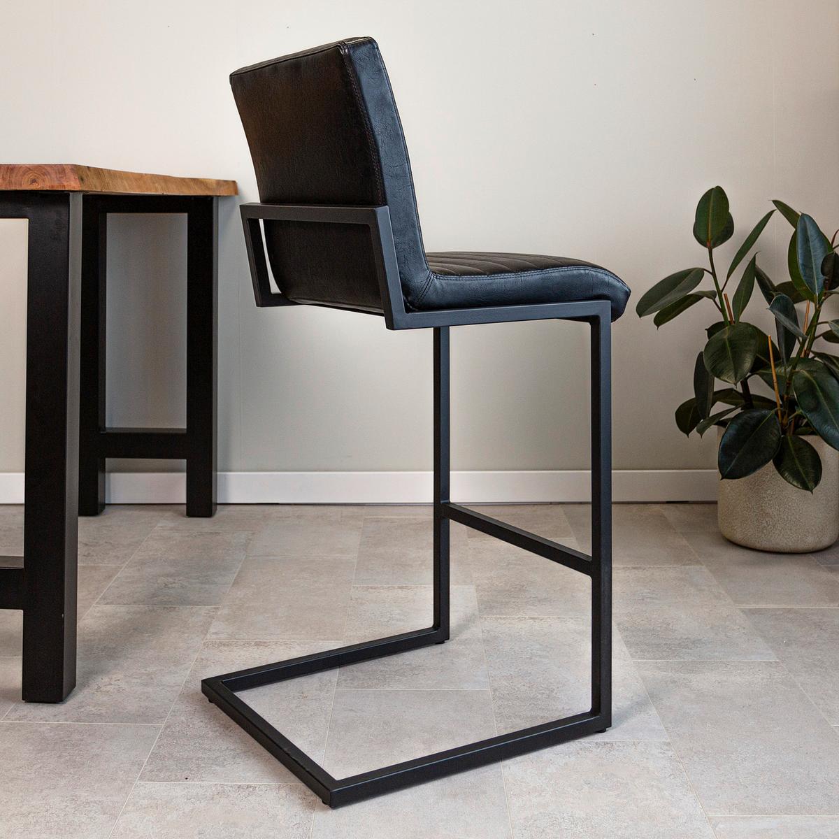 Barhocker-Set Kubis - Schwarz, KONVENTIONELL, Textil/Metall (50/112/60cm) - MID.YOU