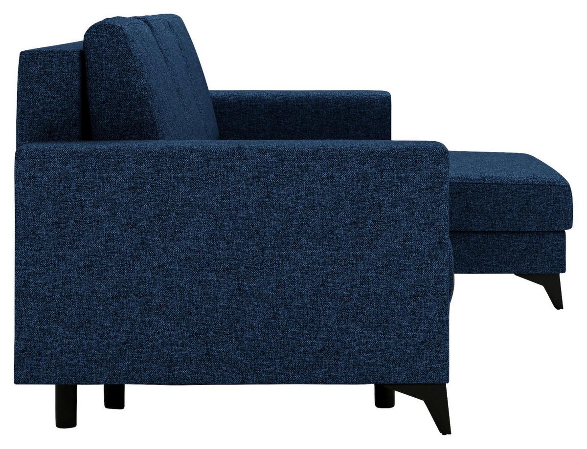 Ecksofa Harvey 244x156 cm mit Schlaffunktion Blau - Blau/Schwarz, Design, Textil (244/156cm) - Livetastic