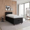 Boxspringová posteľ VIDA 90x200, tmavosivá, s topperom - čierna/tmavosivá, Modern, drevo/textil (90/200cm) - Bessagi Home