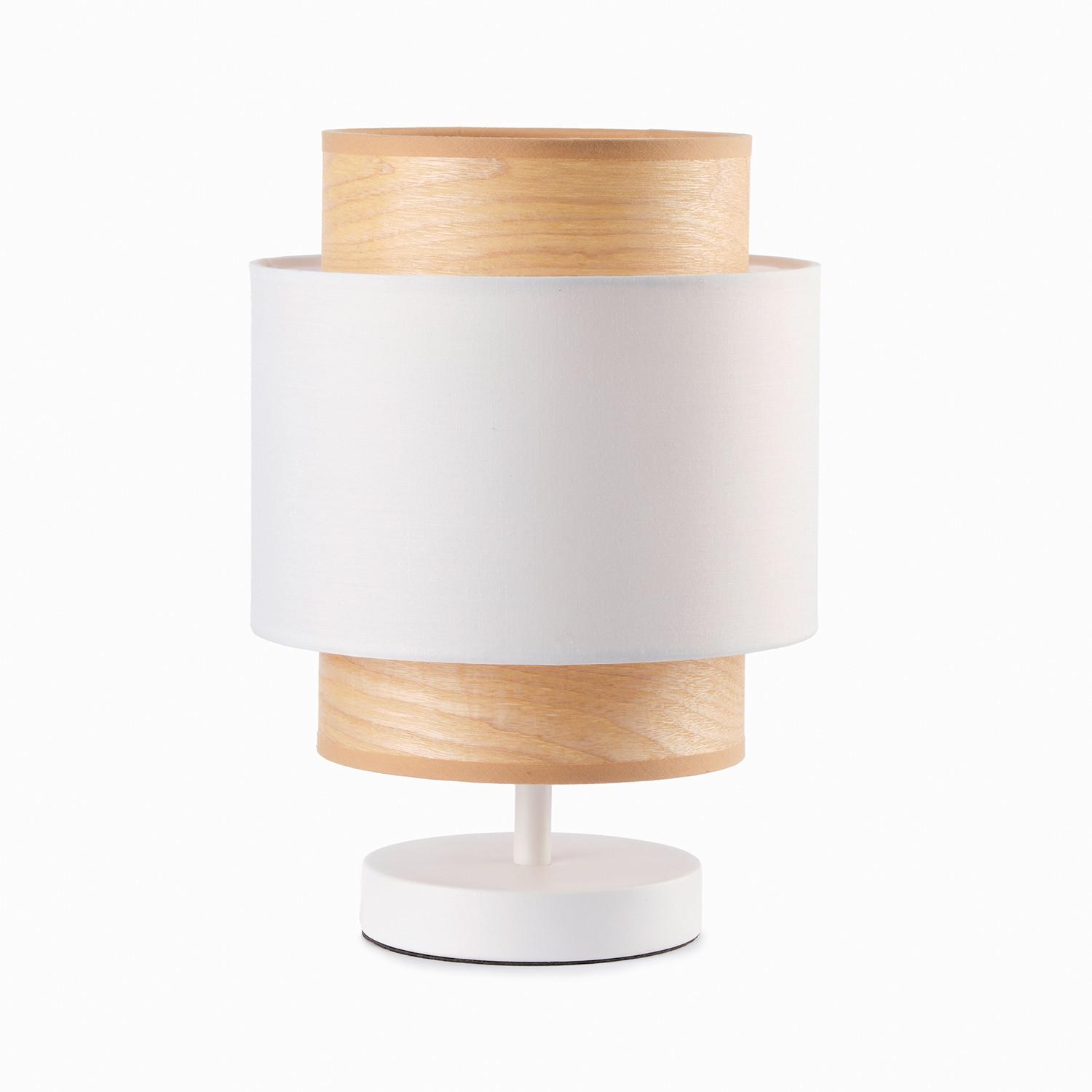 Tischleuchte Legno Braun Weiß Hg D: 20 cm