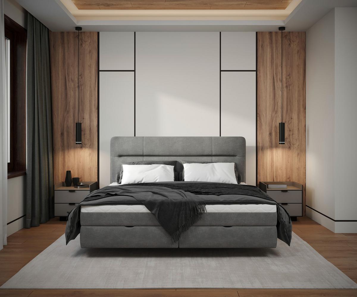 Boxbett Adriano 140x200 Cm Grau - Grau, MODERN, Holz/Holzwerkstoff (140/200cm) - MID.YOU