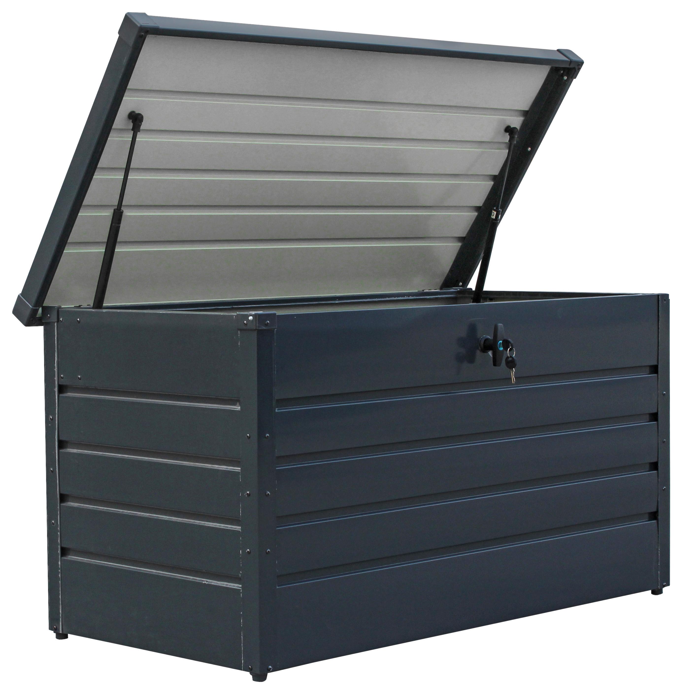 ACAGALA Gartenbox 171x99x93 Cm – Wasserdichte Aufbewahrungsbox Für Kissen & Gartenzubehör – Aus Verzinktem Stahl, Klappbarer Deckel, Grau – Für Balkon, Terrasse & Kleine Flächen Gartenbox Wasserdicht