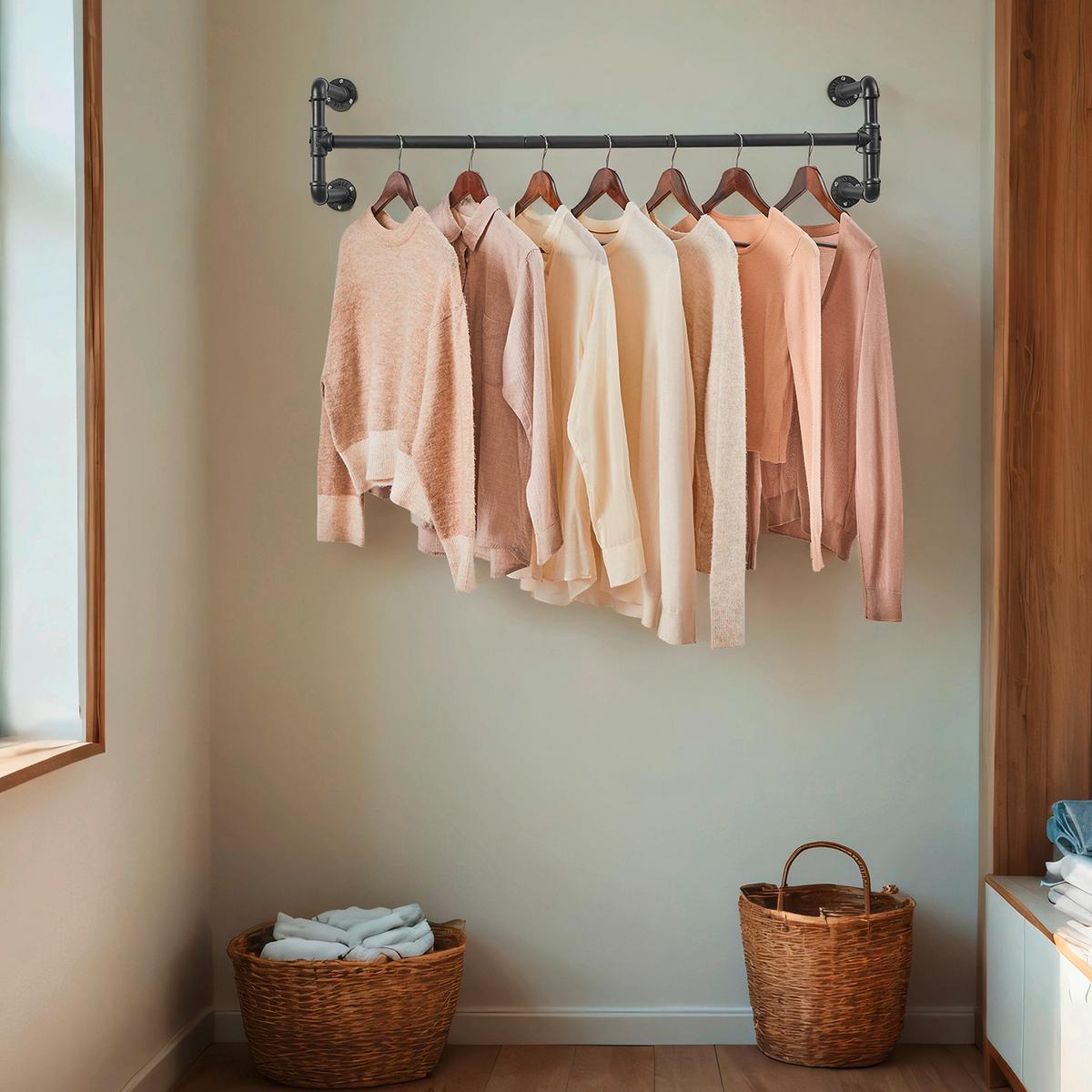 WANDGARDEROBE Schwarz B: 110 cm - Schwarz, Basics, Metall (110/30/29,5cm)