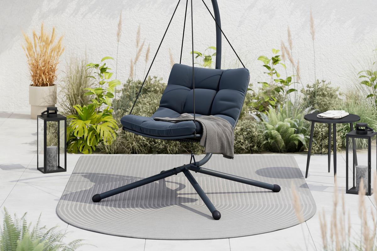 Hängesessel Santana - Dunkelgrau/Schwarz, MODERN, Kunststoff/Textil (196cm) - Beldano