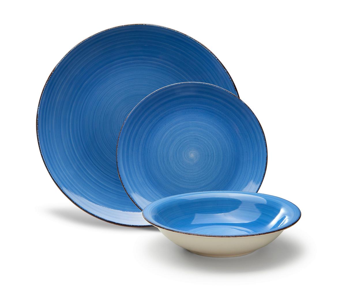 Tafelservice Lionel Steinzeug für 6 Personen Geschirr Set - Blau, MODERN, Keramik - Luca Bessoni