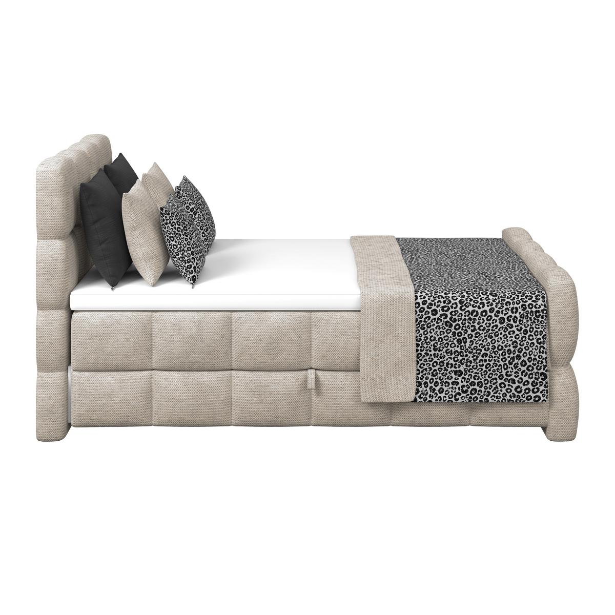 Boxspringbett Brisbane inkl. Bettkasten 140x200 - Beige/Schwarz, Trend, Holz/Holzwerkstoff (140/200cm) - Sembella