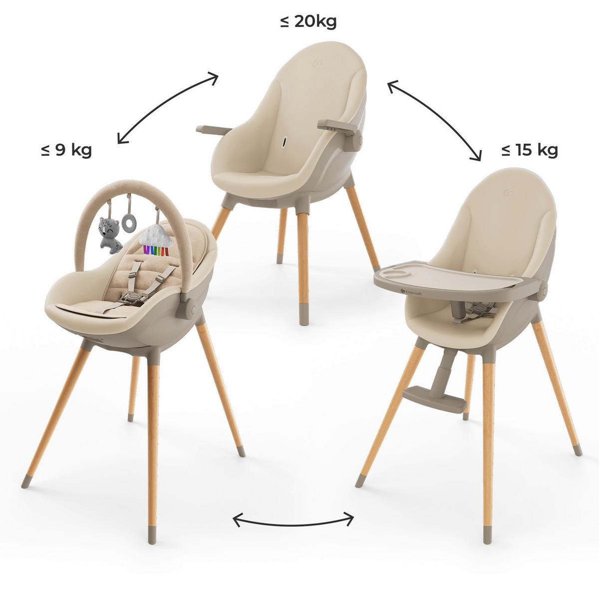 Babyhochstuhl Fini Up Beige - Beige, Basics, Textil (52-66/58/82-107cm) - Kinderkraft