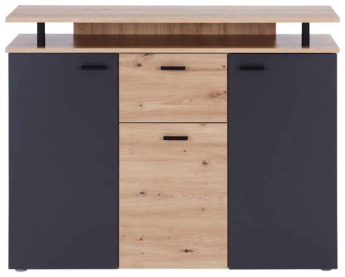 Kommode 117cm Leon2, Eiche Artisan - Anthrazit/Eiche Artisan, MODERN, Holzwerkstoff (117/92,3/38cm)