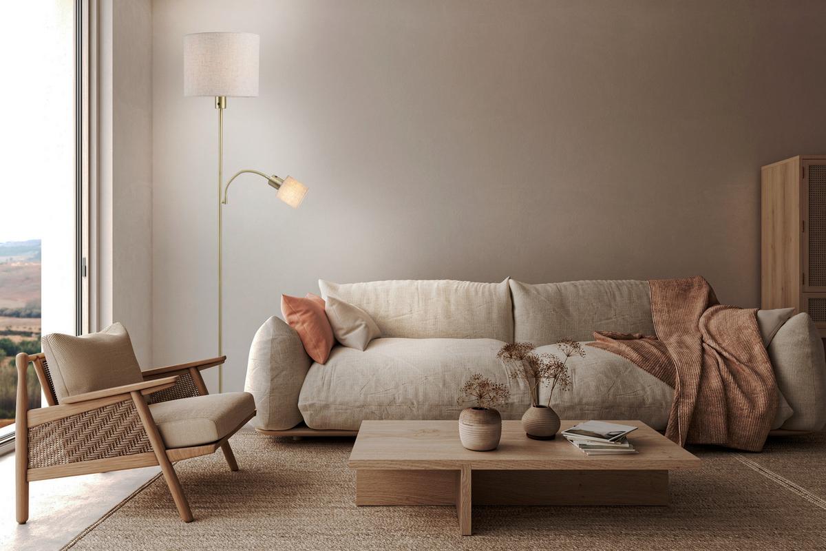 Stehleuchte Metall, Kunststoff, E14 + E27 - Weiß, Design, Kunststoff/Metall (30/30/165cm) - Näve