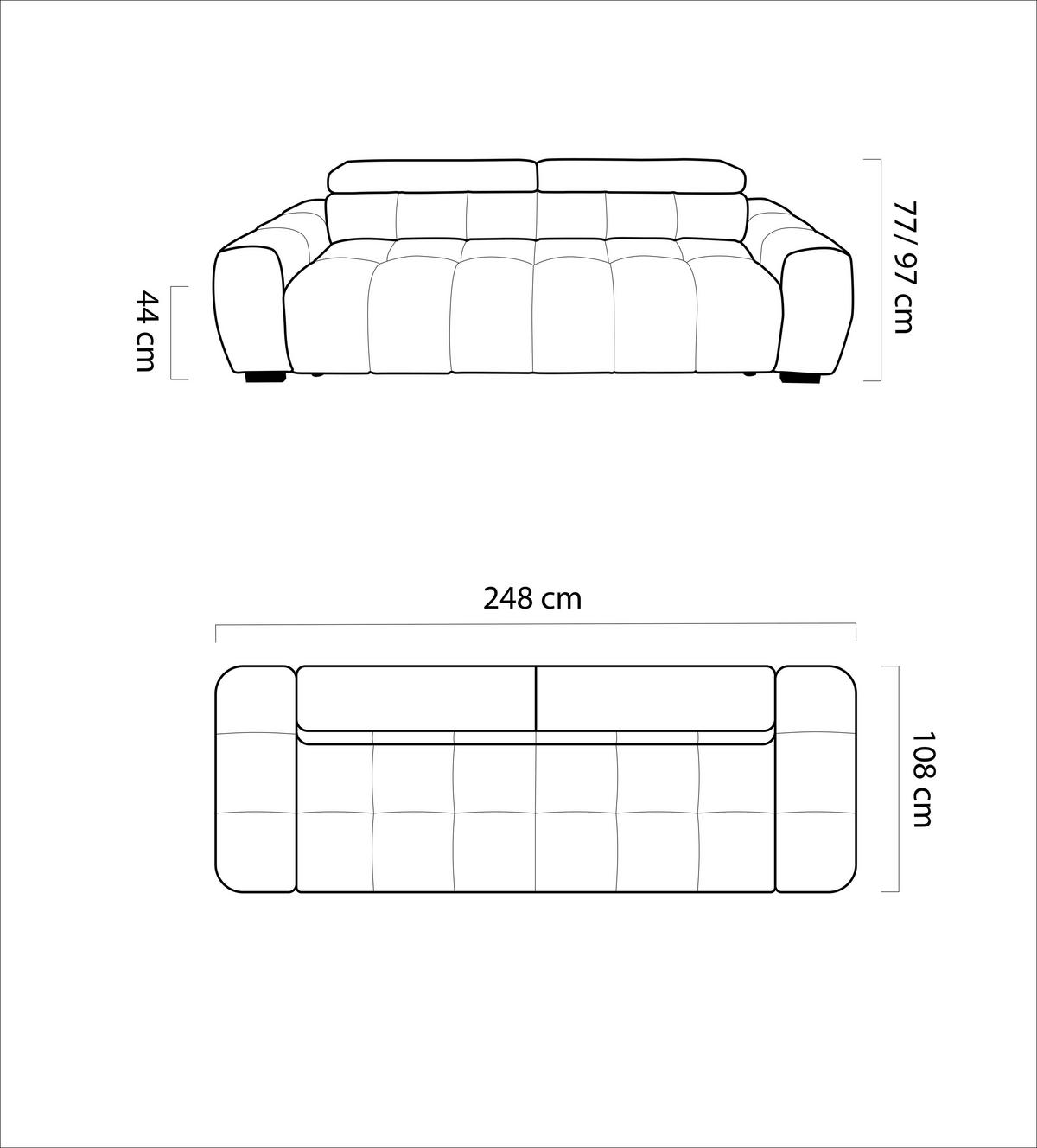 Bigsofa Bull Webstoff Greige, B: 248 Cm - Greige/Schwarz, Trend, Textil (248/77-97/108cm) - Luca Bessoni