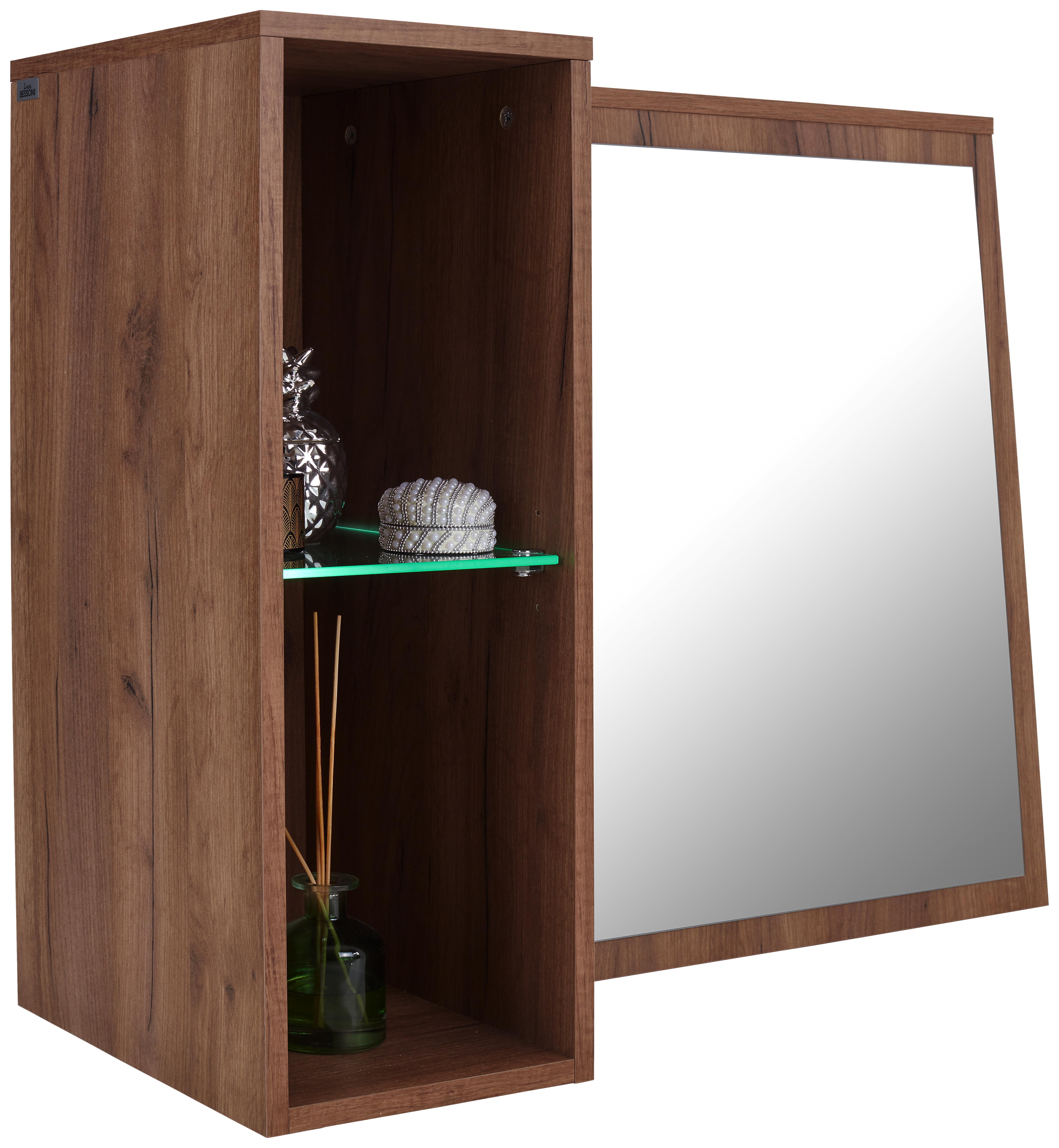 Spiegelelement mit Regal Regal mit Glasböden und Kleiderstange