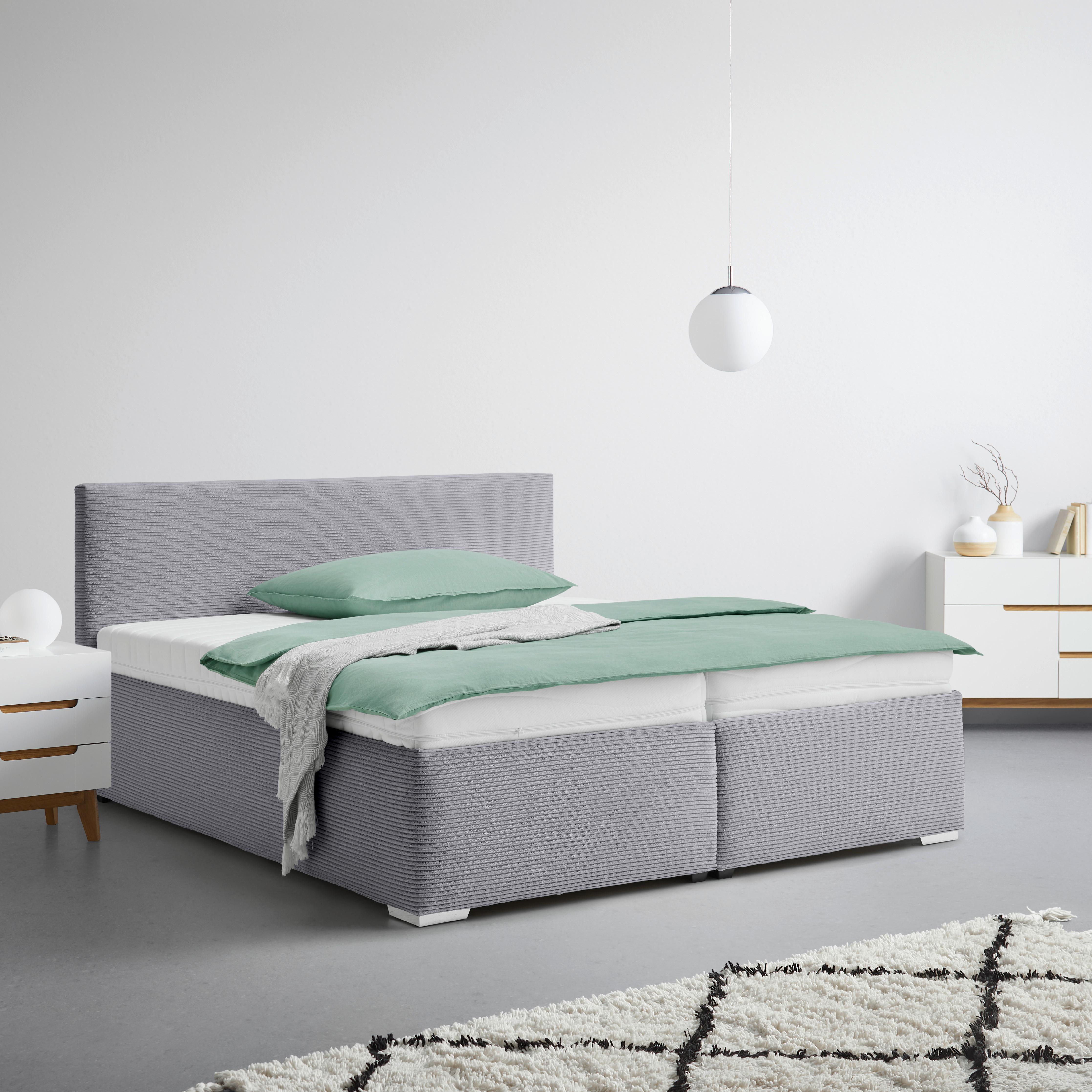Čalúnená posteľ LESIA 160x200cm, poťah tmavosivý - biela/chrómová, Konventionell, kompozitné drevo/textil (160/200cm)