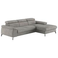 Ecksofa mit Schlaffunktion & Bettkasten Kitty Hellgrau - Hellgrau/Schwarz, Design, Textil (244/166cm) - Livetastic