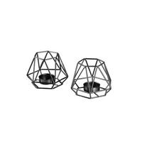 Teelichthalter-Set Eisen Schwarz jeweils für 1 Teelicht - Schwarz, Basics, Metall (8cm) - Echtwerk