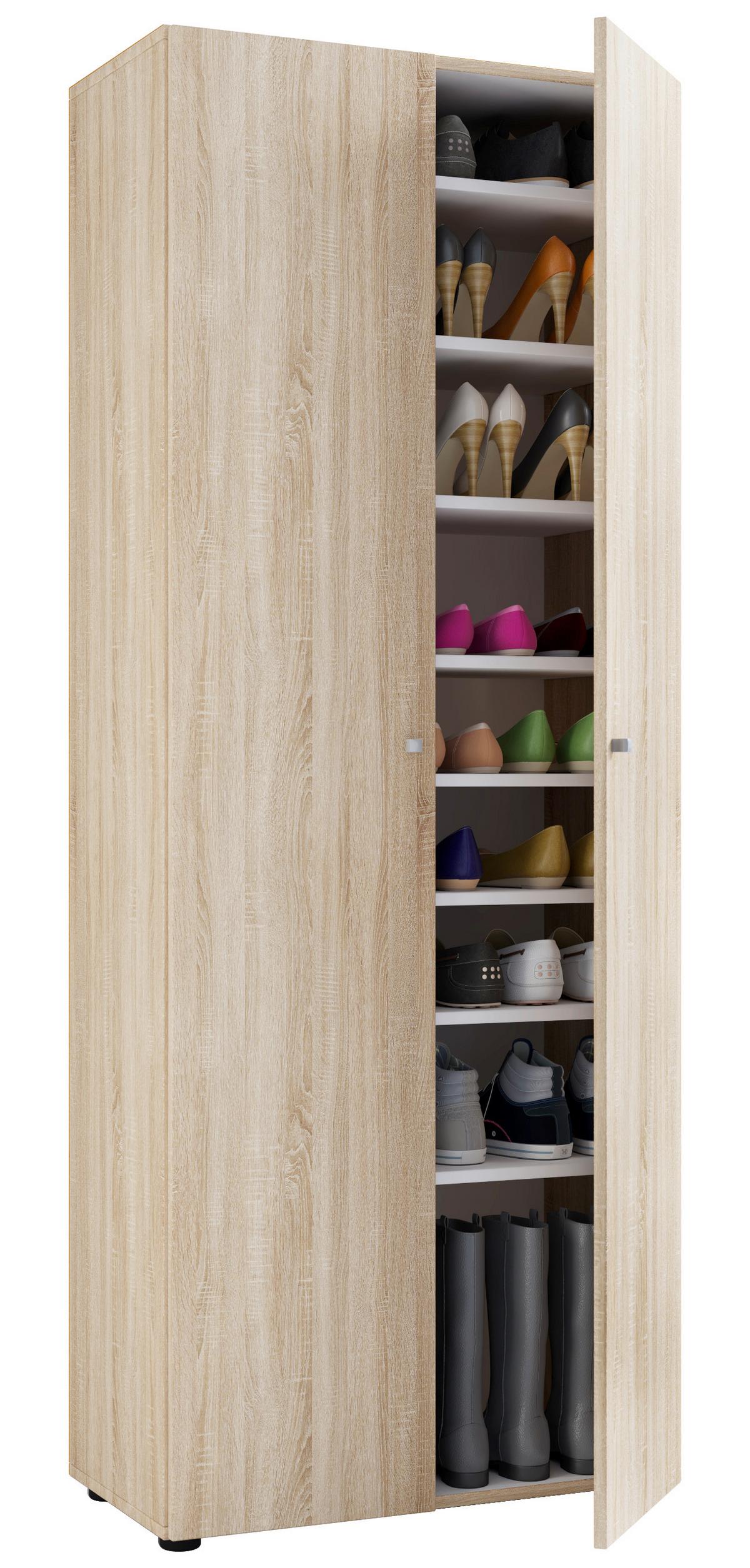 Schuhschrank Vandol Eiche Dekor B: 71 cm - Schwarz/Sonoma Eiche, Design, Holzwerkstoff (71/180/39cm) - MID.YOU