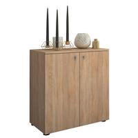 Dvoudveřová komoda Vandol Mini dub Sonoma - černá/barvy stříbra, Basics, kompozitní dřevo/plast (70/74/40cm) - Livetastic