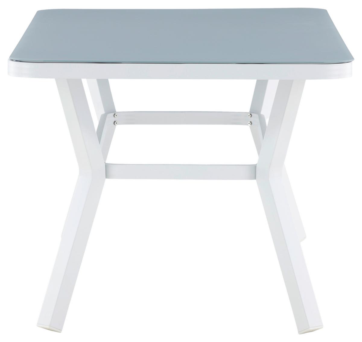 Gartentisch Virya - Weiß/Grau, KONVENTIONELL, Glas/Metall (160/90/74cm) - Gardenson