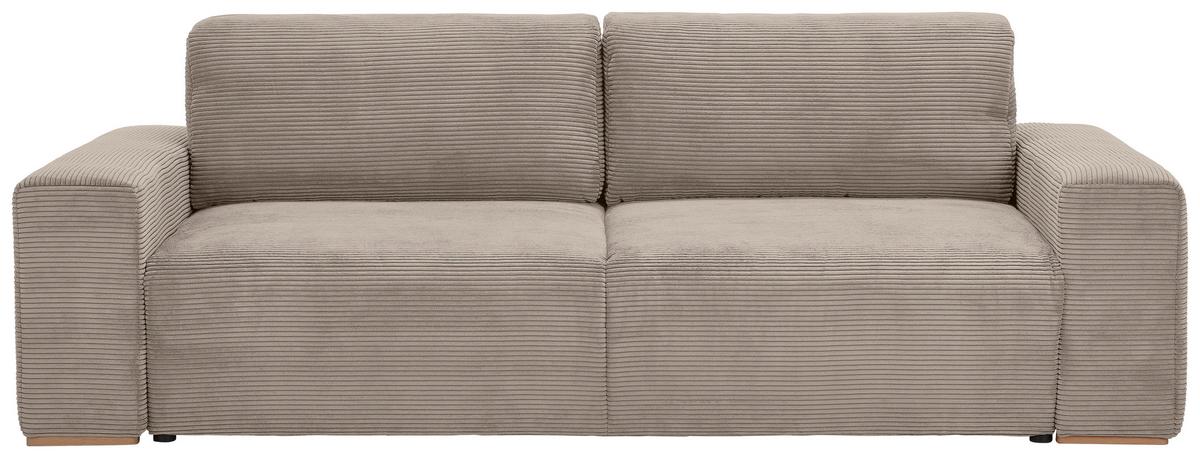 Schlafsofa Vouge Taupe Bettkasten, B: 255 Cm - Taupe/Buchefarben, KONVENTIONELL, Textil (255/86/123cm) - Livetastic