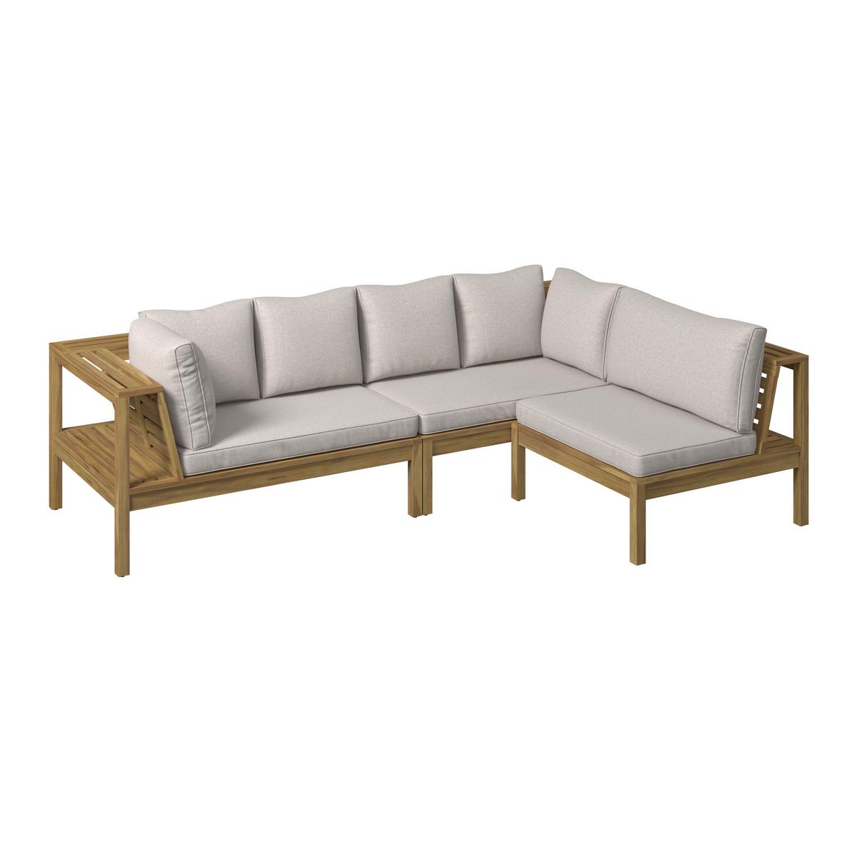 Loungegarnitur Graz - Grau/Akaziefarben, MODERN, Holz/Kunststoff (240/160cm) - Beldano