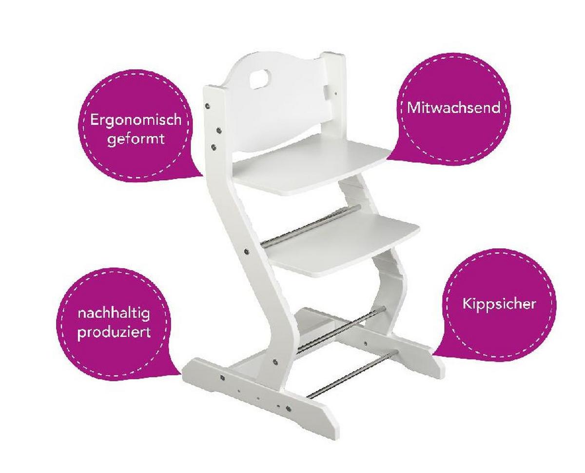 Kinderstuhl Weiß, L/B/H: 50x43x81cm - Weiß, Basics, Holz (50/43/81cm) - tiSsi