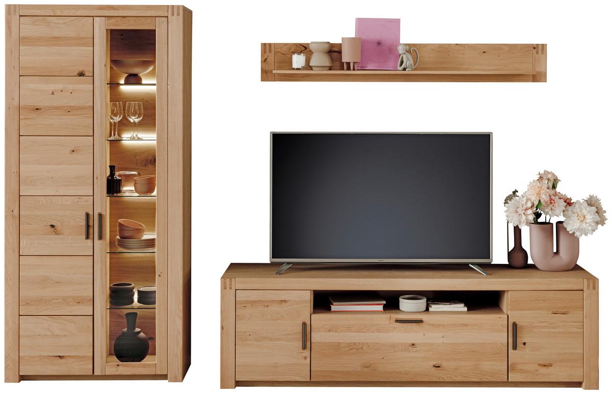 Vitrine Prag - Eichefarben, Design, Glas/Holz (97/203/37cm) - Livetastic