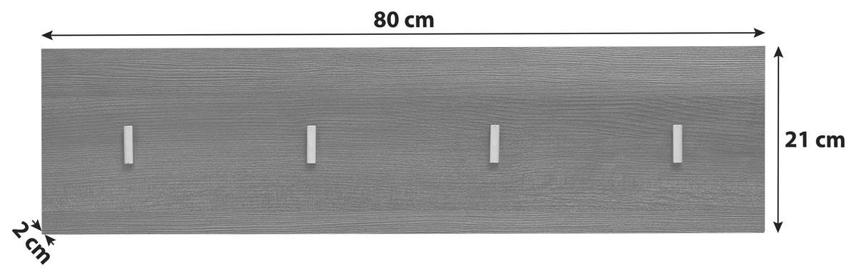 Wandgarderobe Line Silbereichenfarben B:80cm - Silbereichenfarben, MODERN, Holzwerkstoff (80/21/2cm) - MID.YOU