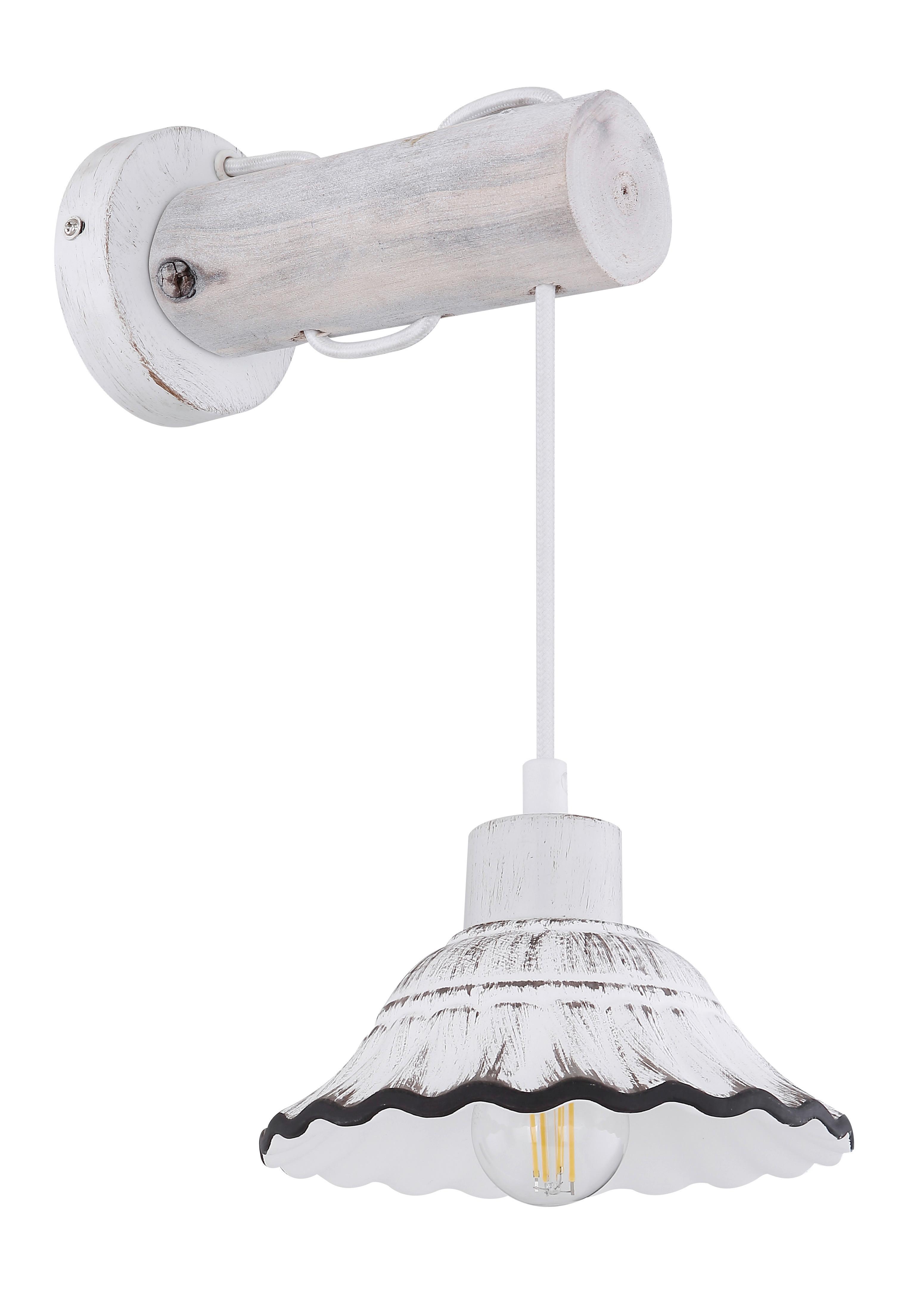 Wandleuchte Jowita 1-Flammig Im Landhausstil - Schwarz/Weiß, Basics, Holz/Keramik (17/26/32cm) - Globo