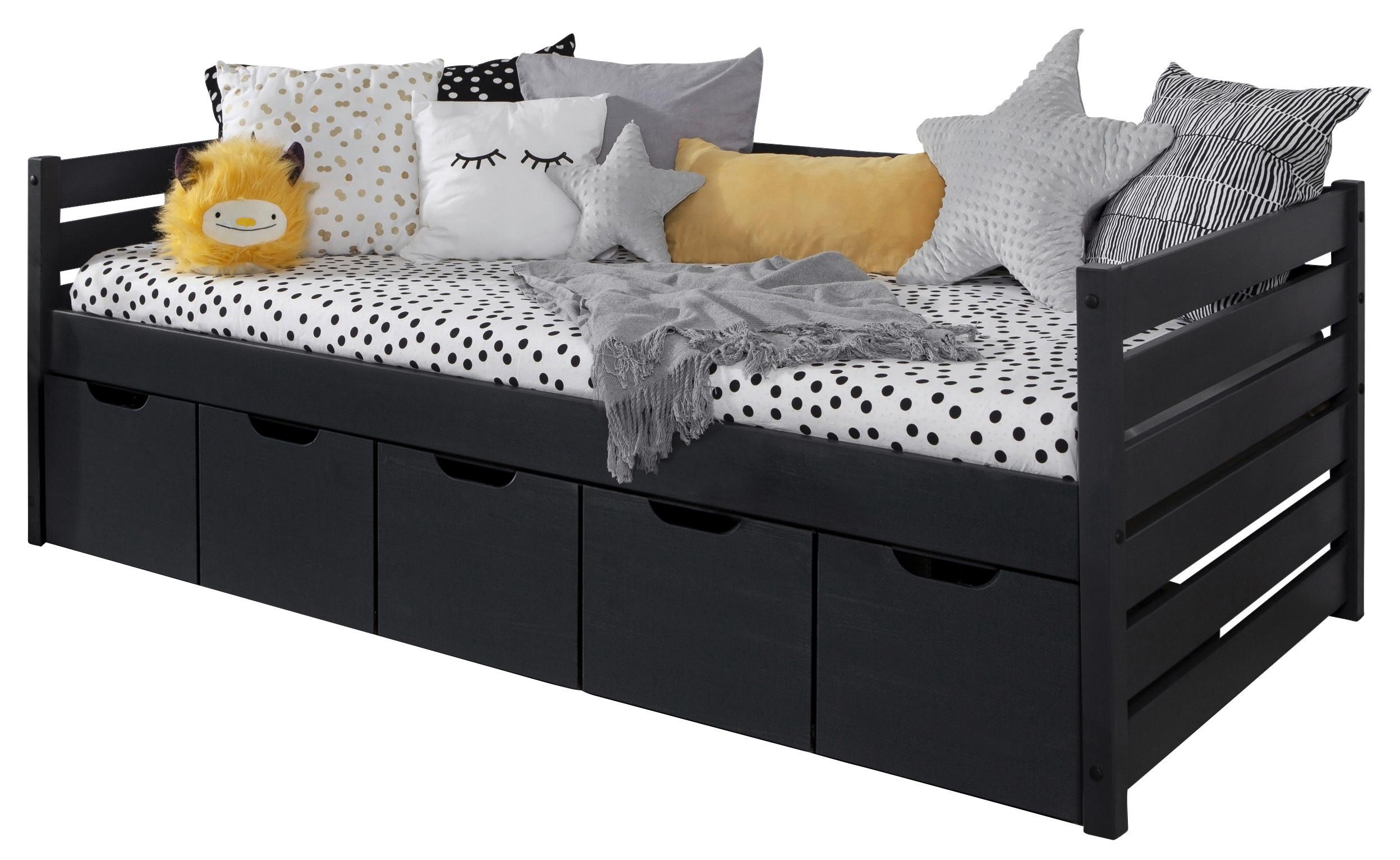 Stauraumbett Naomi - Grau, MODERN, Holz (90/200cm) - MID.YOU