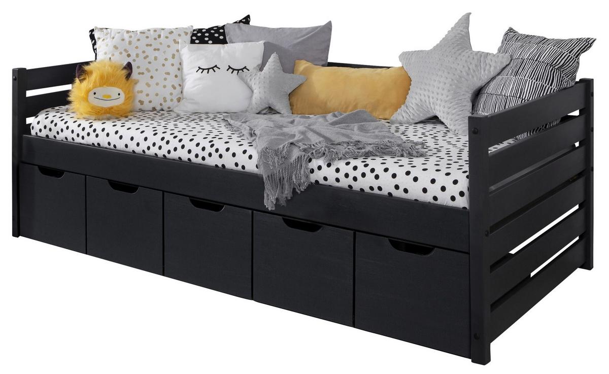 Stauraumbett Naomi - Grau, MODERN, Holz (90/200cm) - MID.YOU