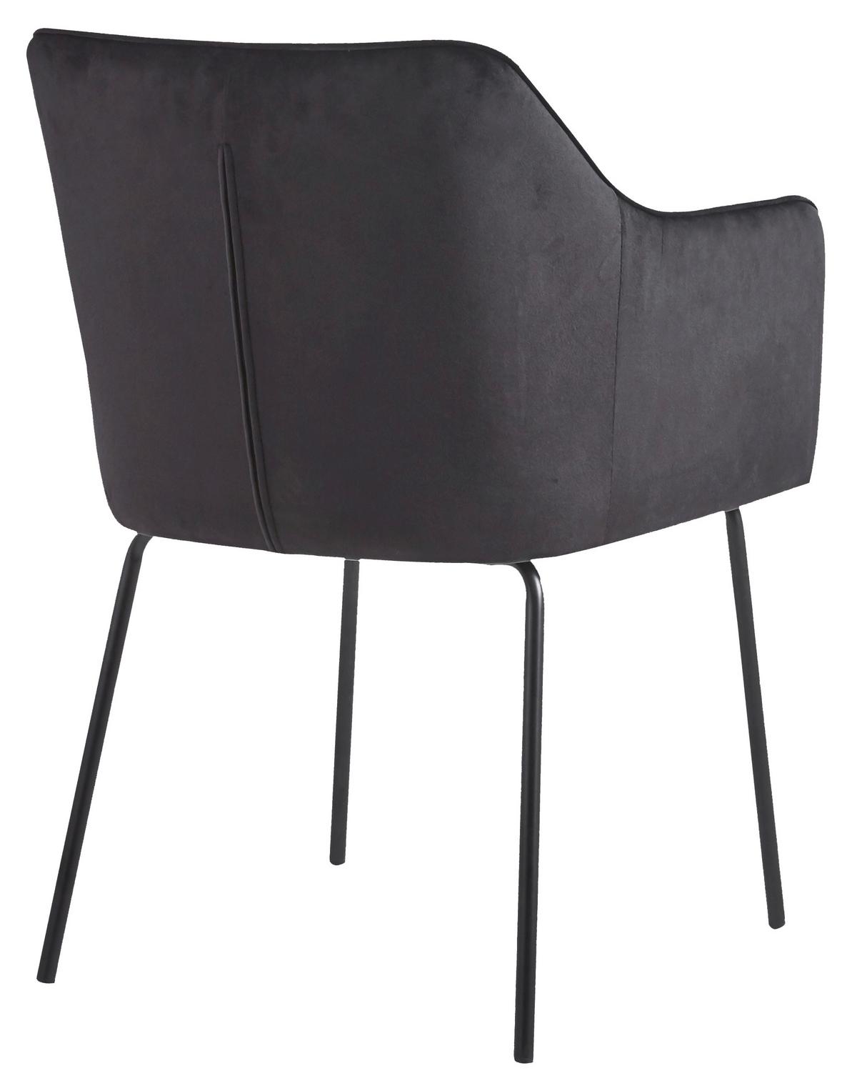 Armlehnstuhl Valia Anthrazit B: 48,5 cm - Anthrazit/Schwarz, Design, Holzwerkstoff/Textil (48,5cm) - MID.YOU