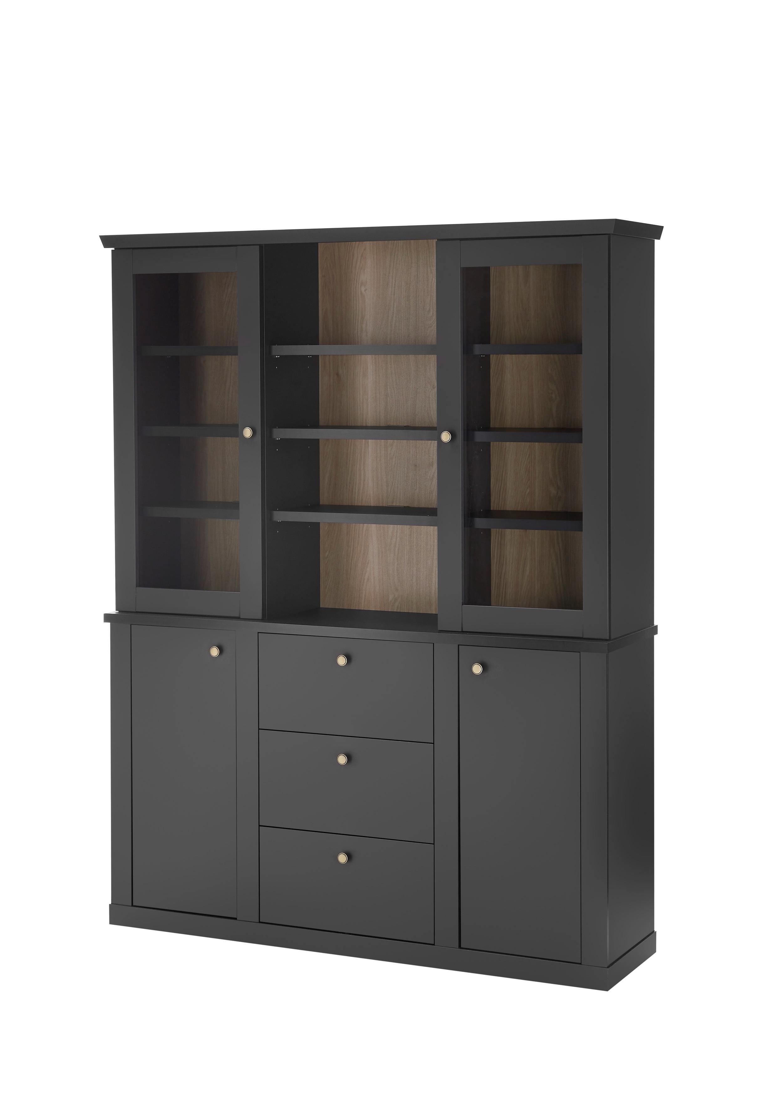 Buffet Lincoln Schwarz/Eichefarben B: 158cm - Eichefarben/Schwarz, Design, Holzwerkstoff (158/201/42cm) - MID.YOU