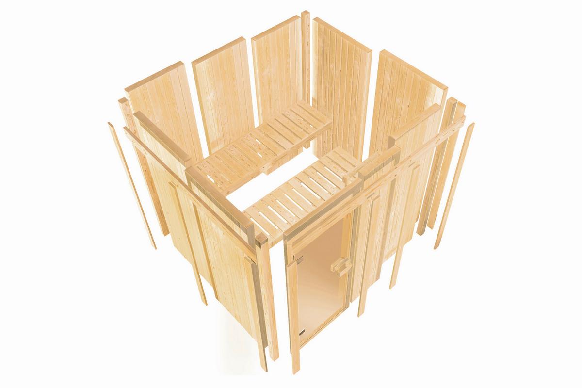 Sauna Bron Eck 231/198/202 Cm - Fichtefarben, Basics, Holz (231/198/202cm)