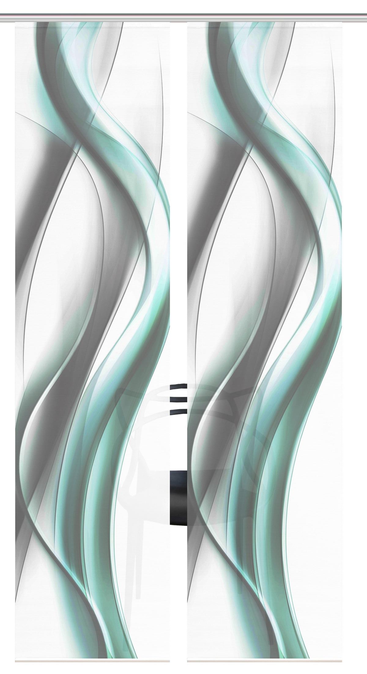 Flächenvorhang Cara 2er Set - Weiß/Grau, Design, Textil (60/260cm)