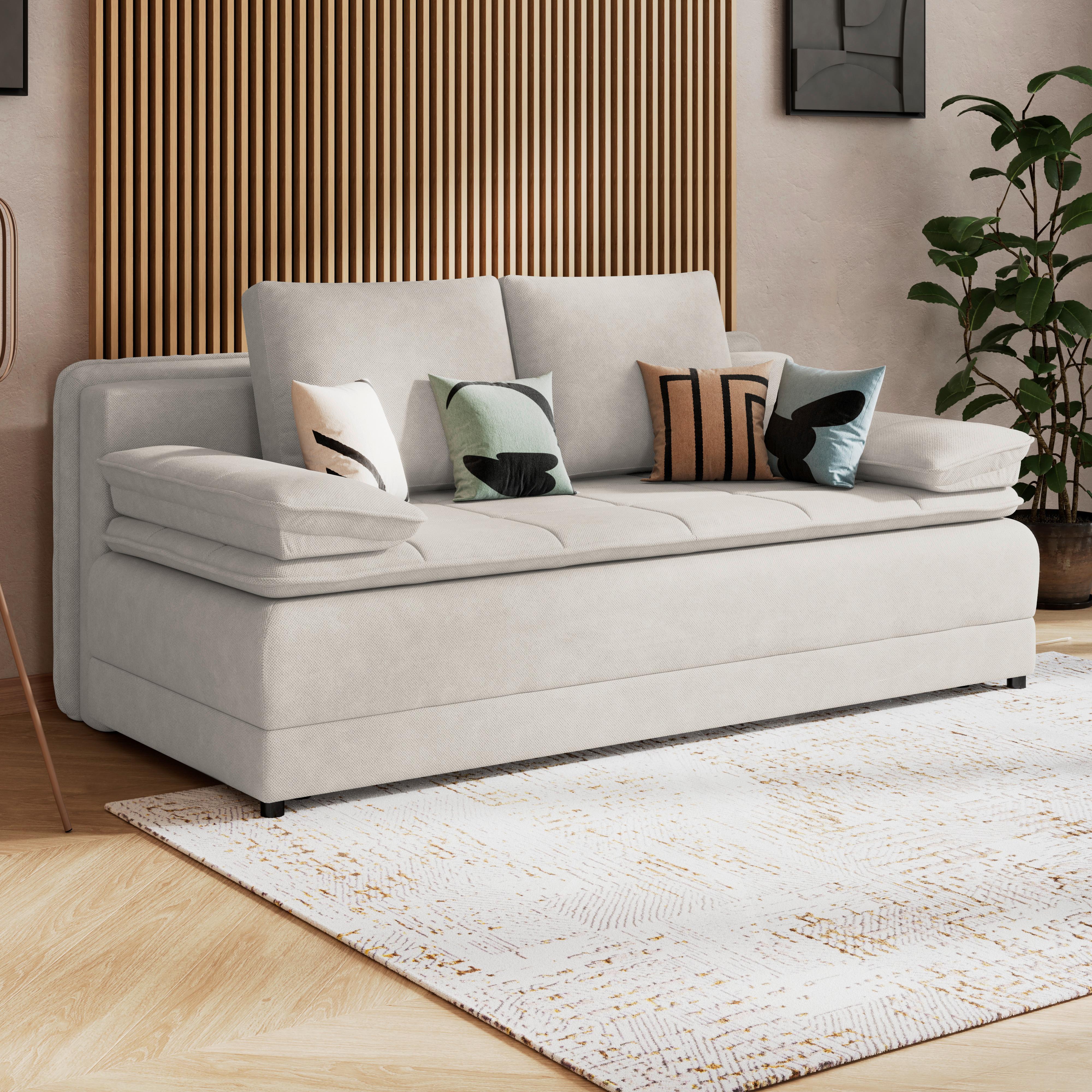 2-Sitzer-Sofa Mit Schlaffunktion Alice B: 202 cm - Schwarz/Weiß, MODERN, Textil (202/73-92/105cm) - Luca Bessoni