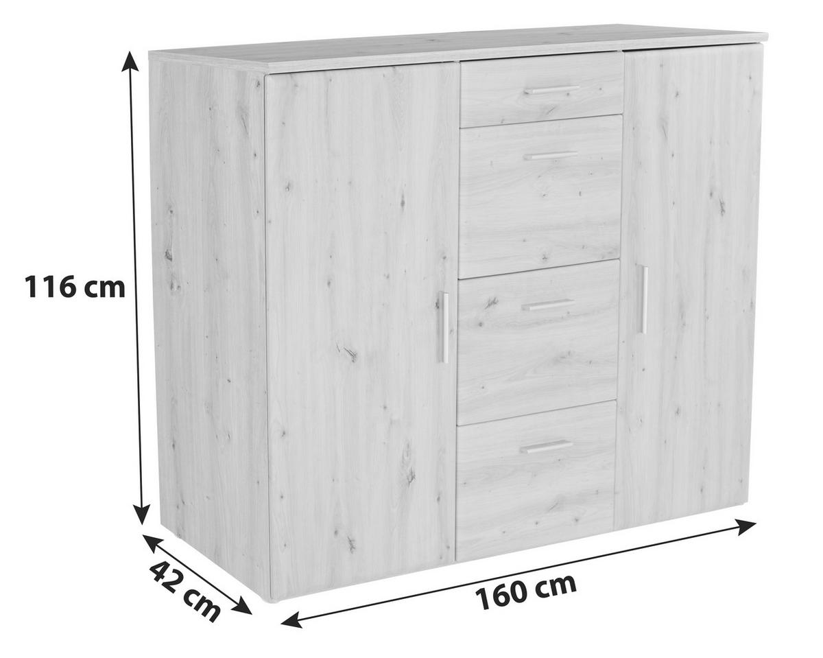 Komód Lissi New 160/116 Cm - Modern, faalapú anyag (160/116/42cm)