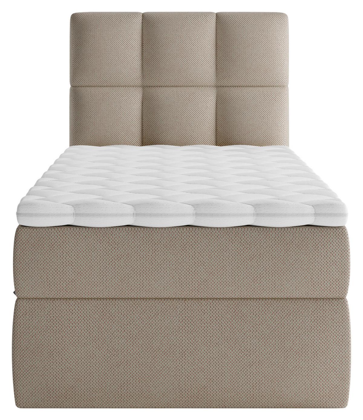 Boxbett Mit Topper & Bettkasten 90x200 Polly - Hellbraun/Schwarz, MODERN, Holz/Holzwerkstoff (90/200cm) - MID.YOU