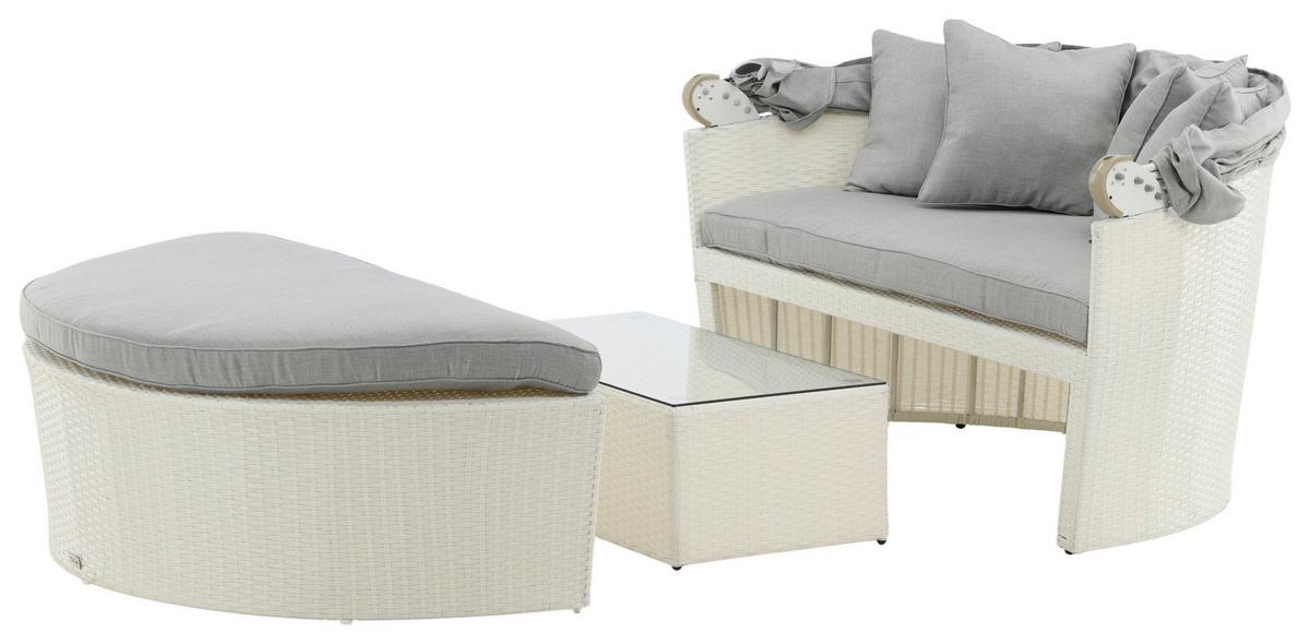 Sonneninsel Padova - Weiß, KONVENTIONELL, Kunststoff (153/72/76cm) - Gardenson