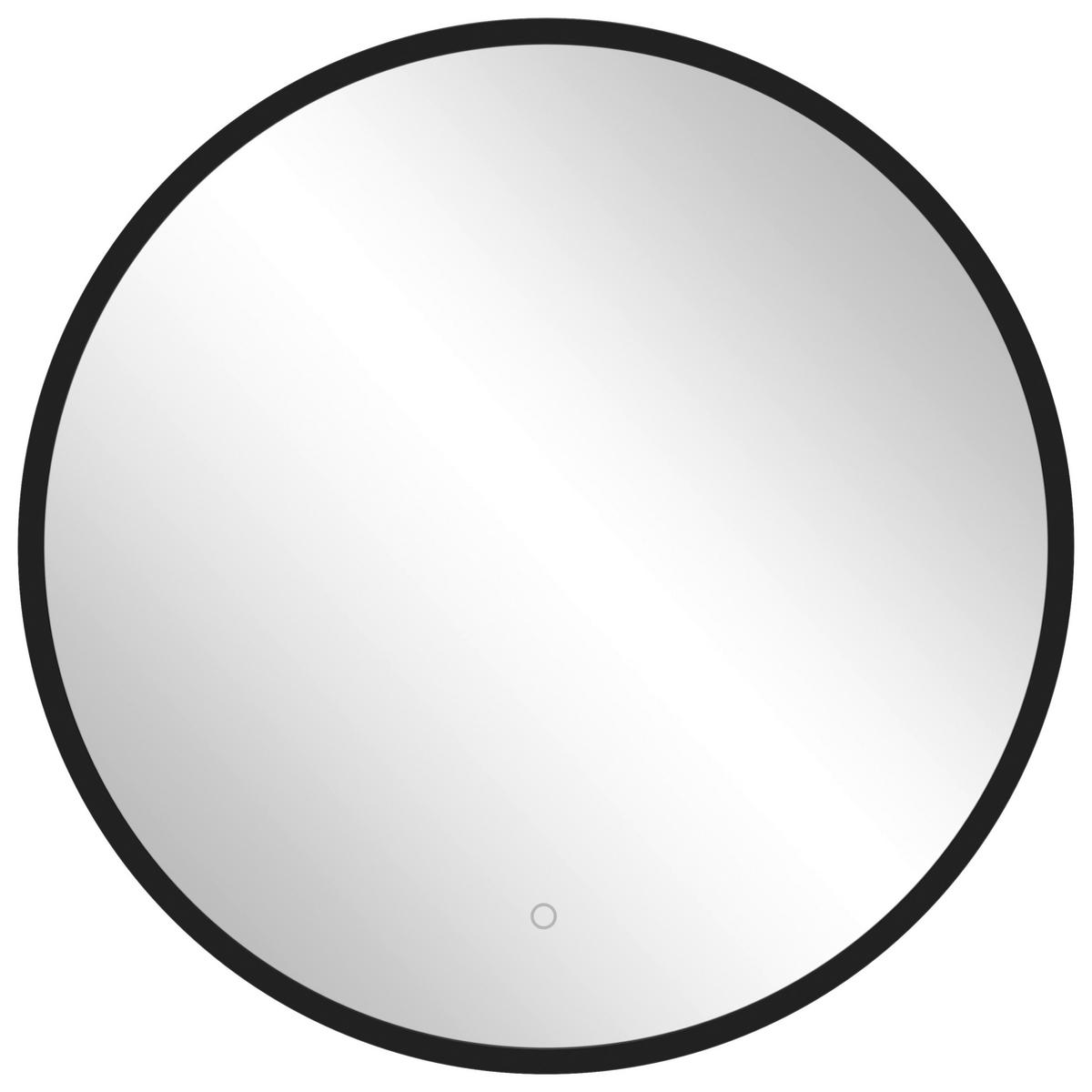 Wandspiegel Chester Rund D: 60 cm mit LED-Beleuchtung - Schwarz, MODERN, Glas/Metall (60/60cm) - Held