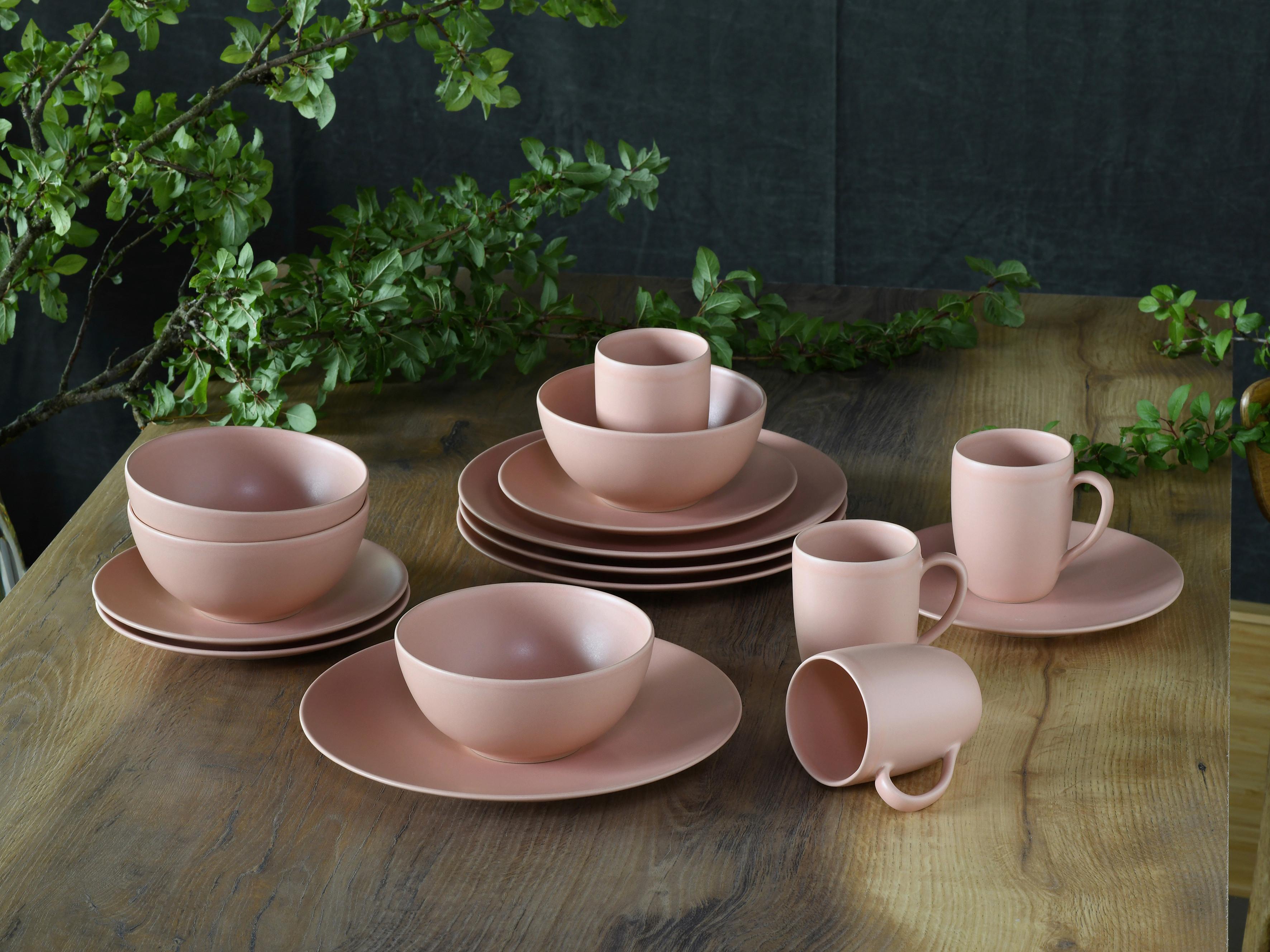 Kombiservice Soft Touch Peach Rosa 16--Teilig - Rosa, Basics, Keramik - Creatable